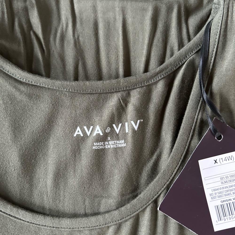 Ava & Viv Olive Green Sleeveless Dress with Gathered Waist - Picture 2 of 4